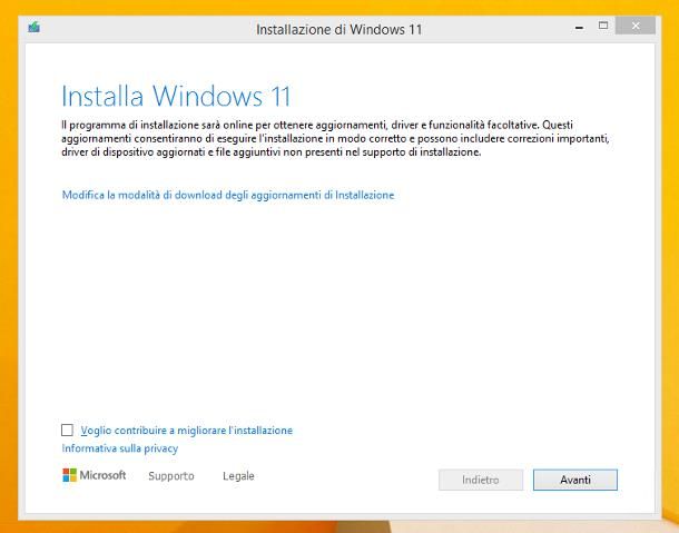 Come passare da Windows 8.1 a Windows 11