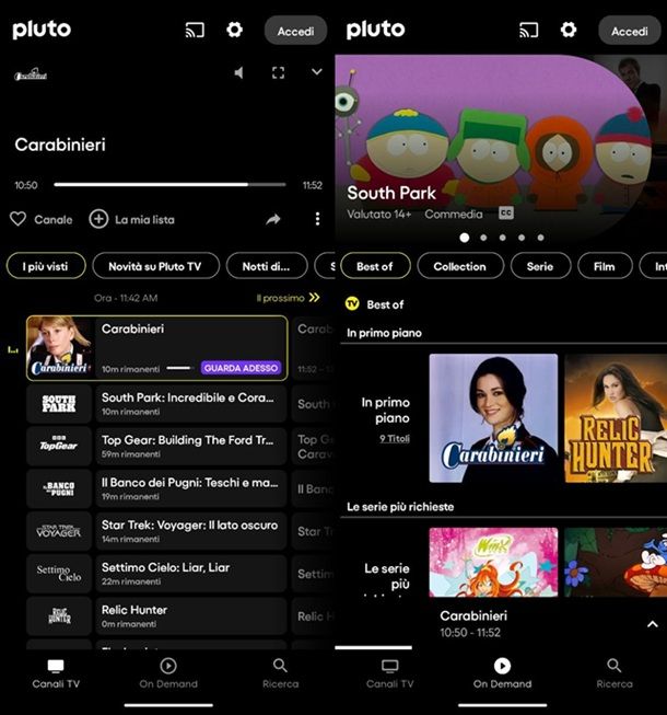 Altre app per vedere TV italiana Pluto TV