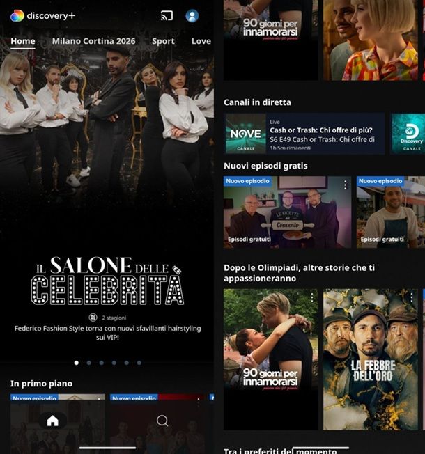 Discovery+ App per vedere TV