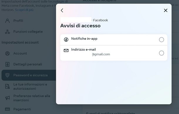 Attivare le notifiche per gli accessi non riconosciuti