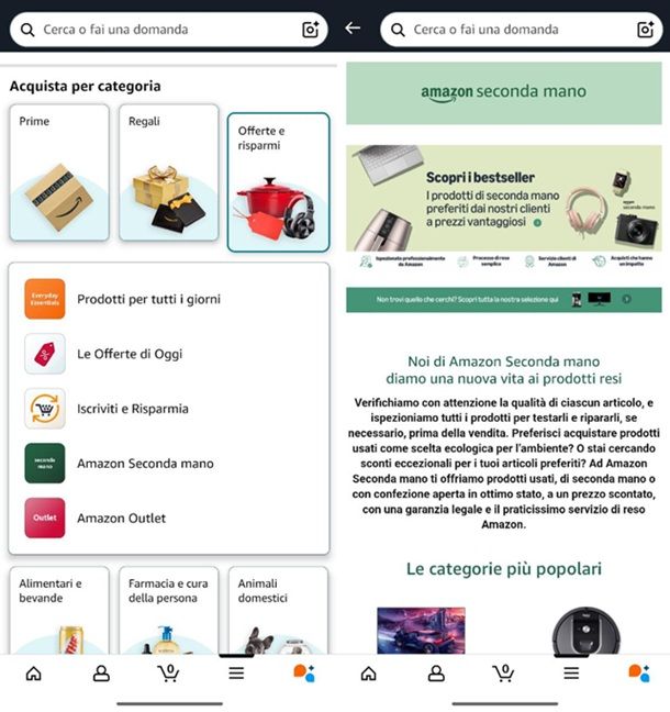 Amazon Seconda mano app Android
