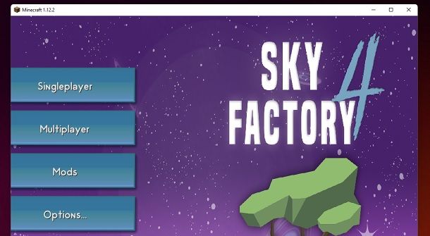 Menu modpack Minecraft Sky Factory 4