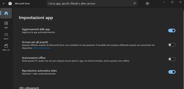 Aggiornamento Microsoft Store