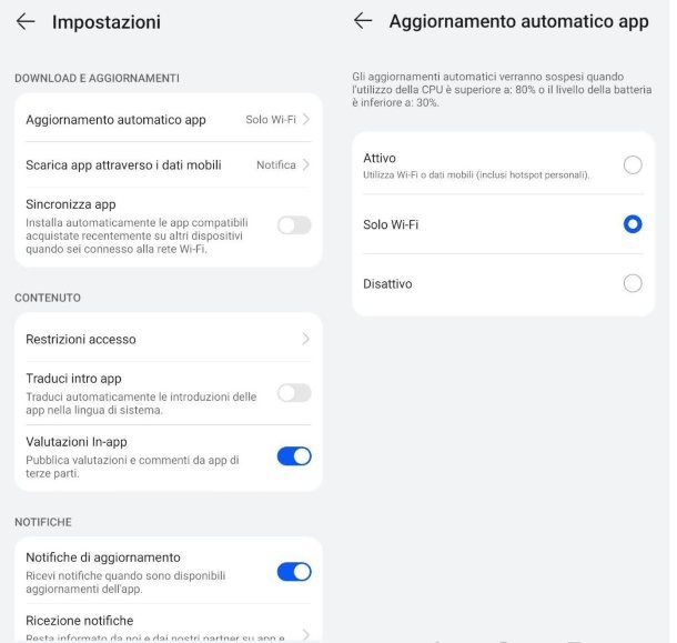 Aggiornare le app automaticamente con AppGallery