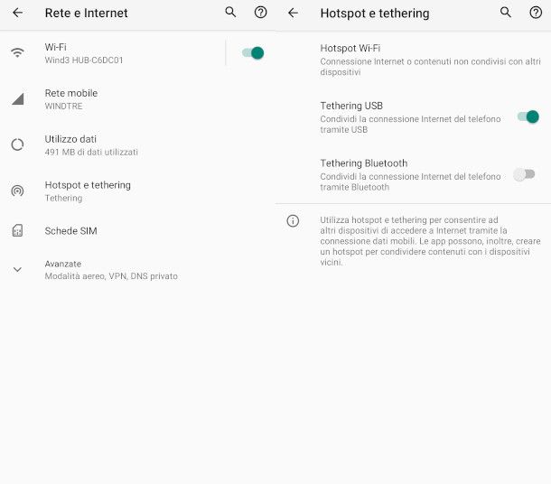 tethering usb su android