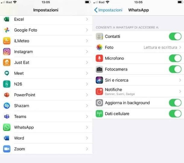 Attivare microfono WhatsApp iPhone