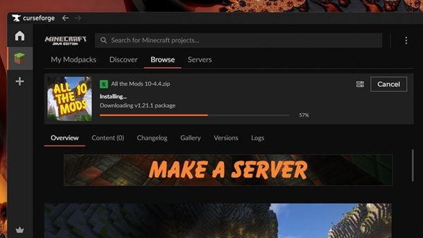 Installazione modpack CurseForge Java