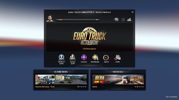 Menu principale Euro Truck Simulator 2