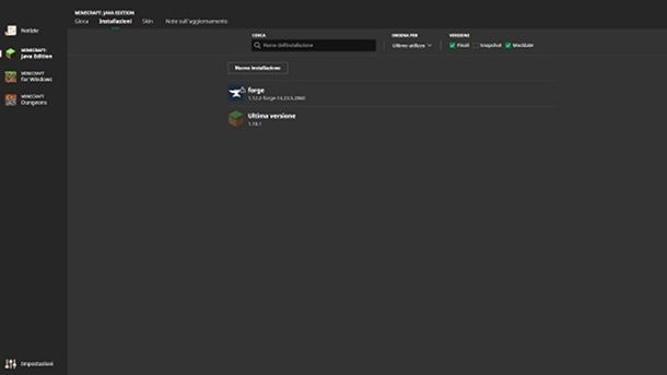 Installazione Forge Minecraft