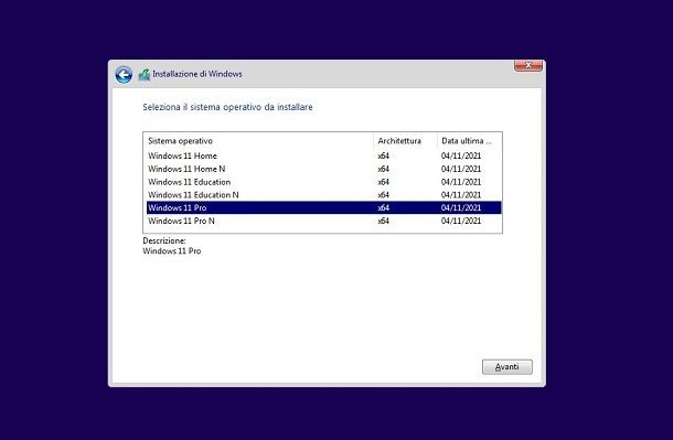 Installazione Windows 11