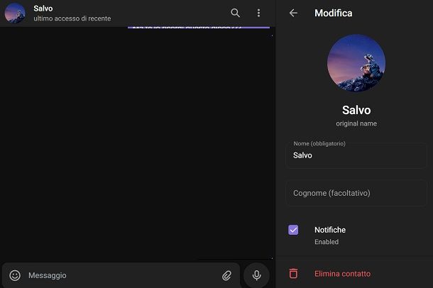 Telegram rinominare contatto