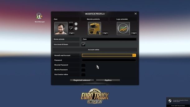 Collegamento account World of Trucks ETS2