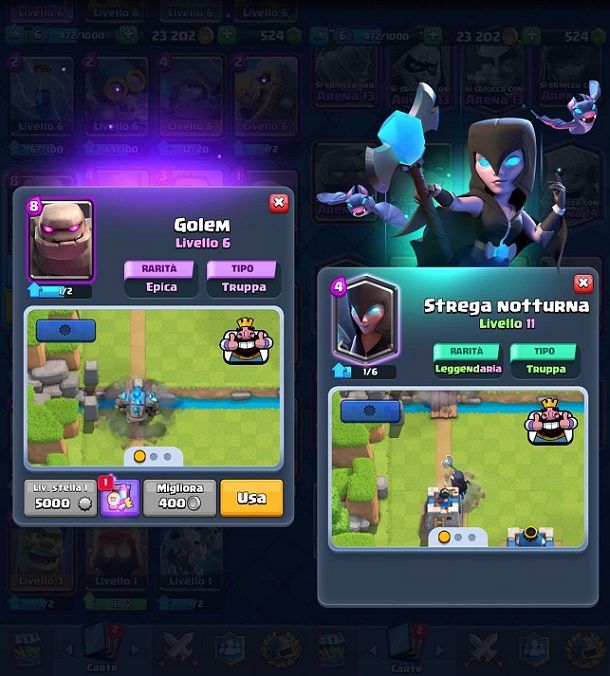 Golem Strega notturna Combo Clash Royale