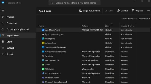 Gestire applicazioni con Gestione attività