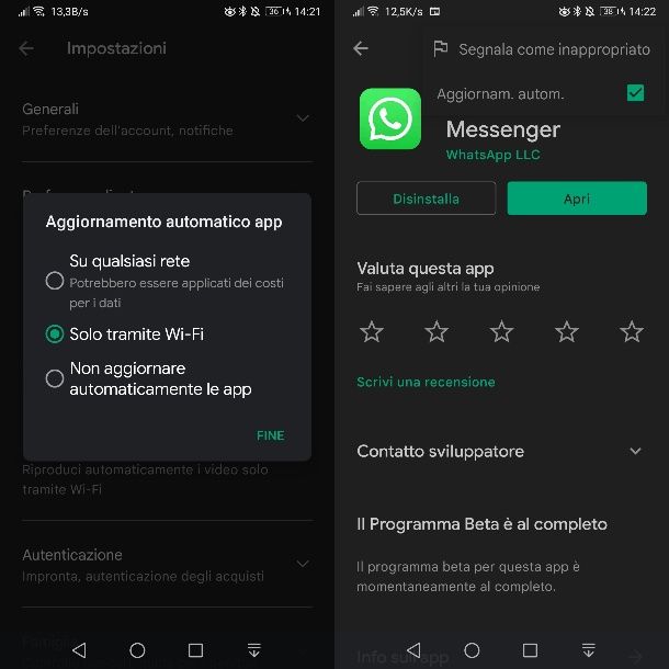 Aggiornare WhatsApp Android