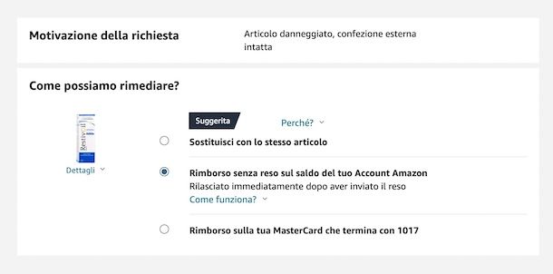 Rimborso senza reso