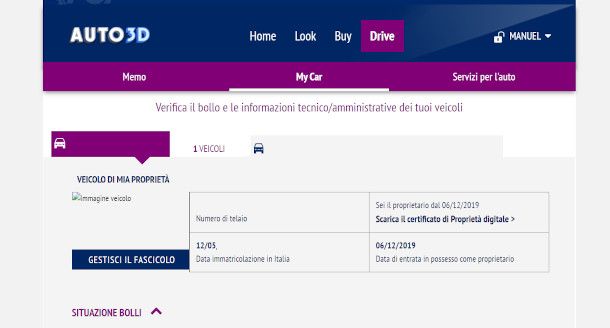 certificato proprietà digitaleAuto3d