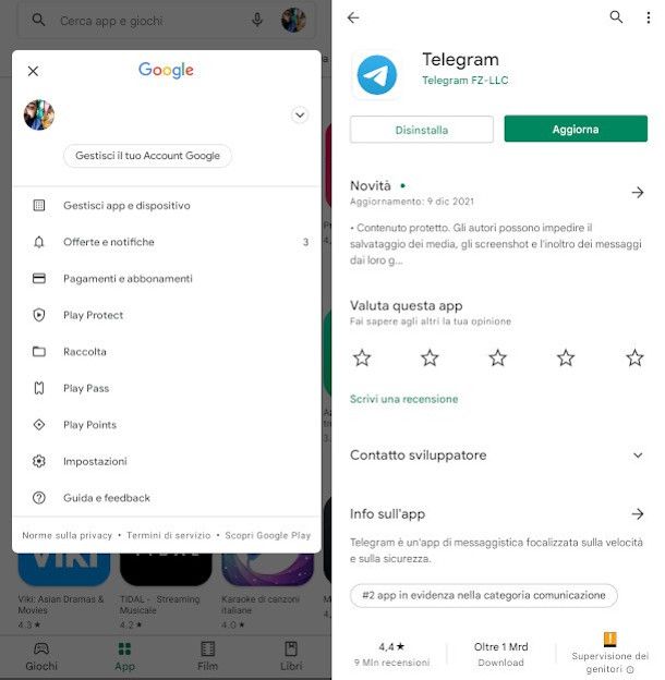 aggiornamento telegram Android
