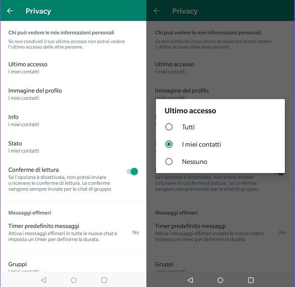 impostazioni della privacy whatsapp