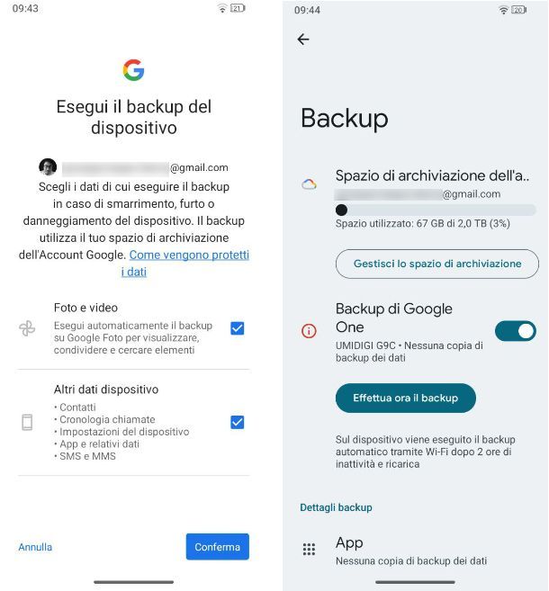 Come eseguire backup dati Android