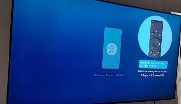 configurazione iniziale con telecomando samsung