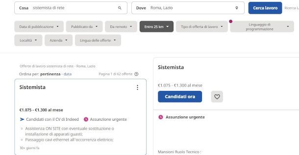 consultazione annunci di lavoro su sito Indeed