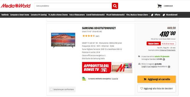 acquisto online tv mediaworld