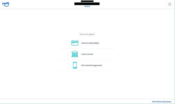 metodi di pagamento su pago in rete