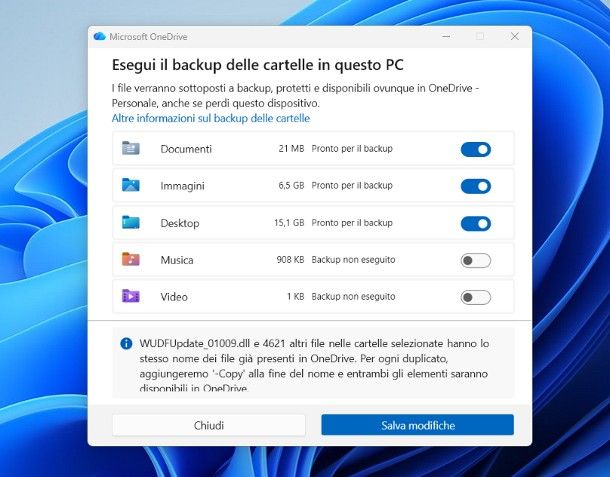 Come eseguire un backup dei dati