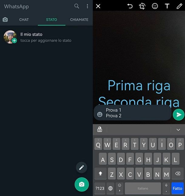 Come andare a capo nello Stato di WhatsApp