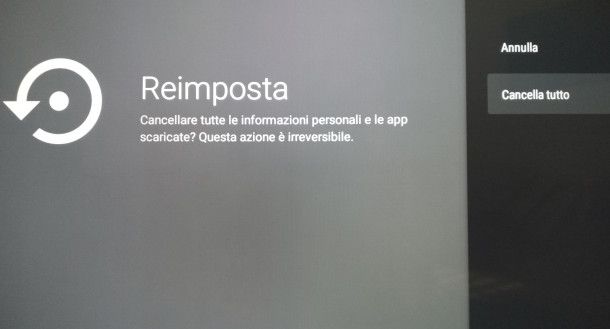 funzionalità reset tv sharo aquos