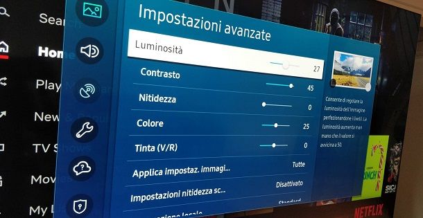 impostazioni avanzate immagine tv samsung qled