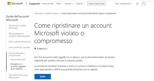 Password rubata account Microsoft