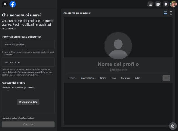 Come iscriversi a Facebook con un altro nome: computer