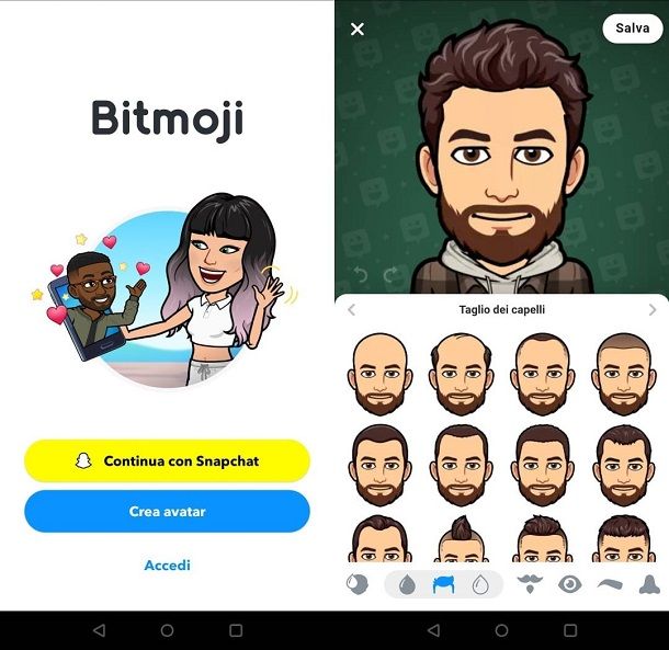 creare avatar android bitmoji