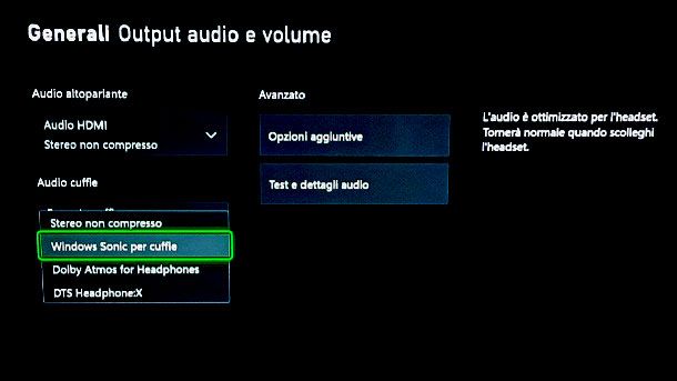 Formato cuffie Xbox audio surround