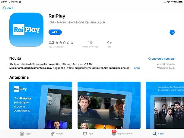 raiplay ipad