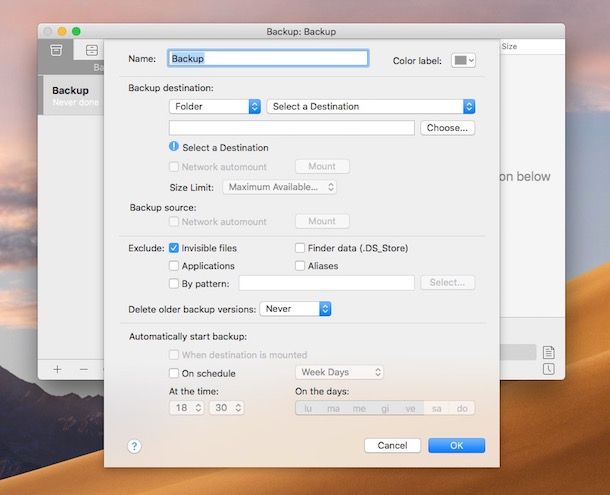 Come eseguire un backup dei dati