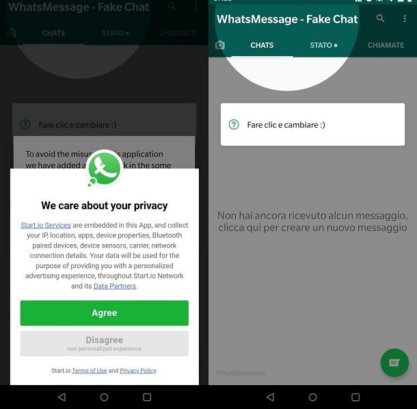 creare chat falsa whatsapp android