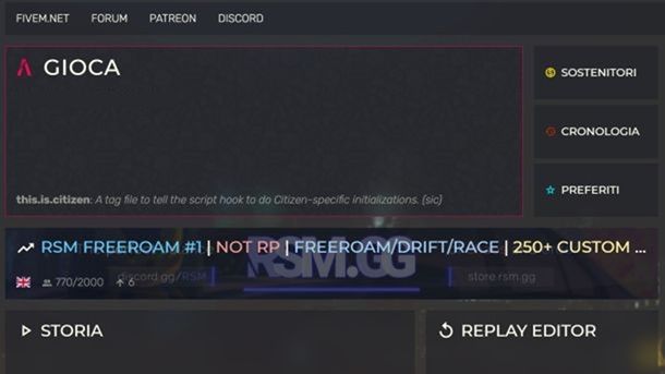 Fivem entrata server