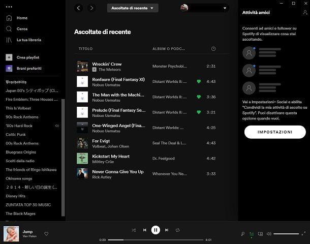 vedere minuti ascoltati spotify da pc