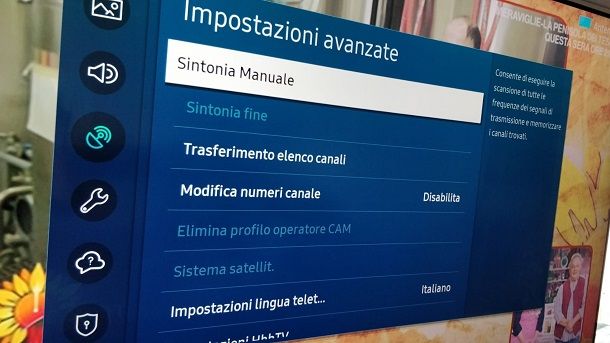 sintonia manuale canali samsung