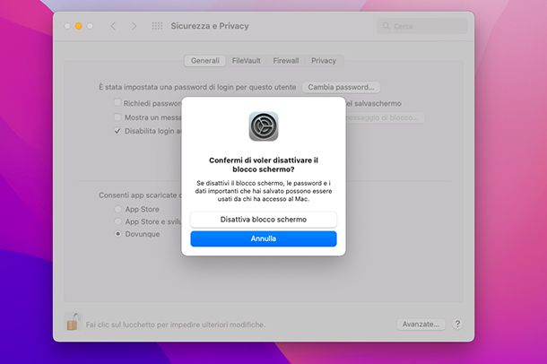 Come togliere il blocco schermo su Mac