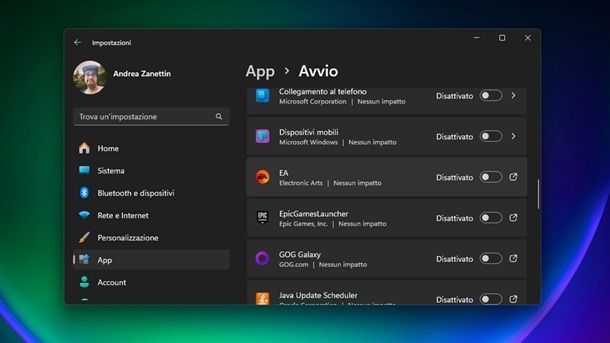 Disattivare i programmi all'avvio Windows 11