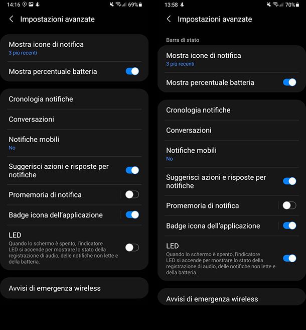 Come attivare il LED di notifica Samsung