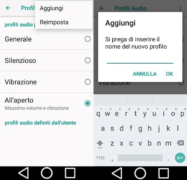 profili audio predefiniti smartphone Brondi