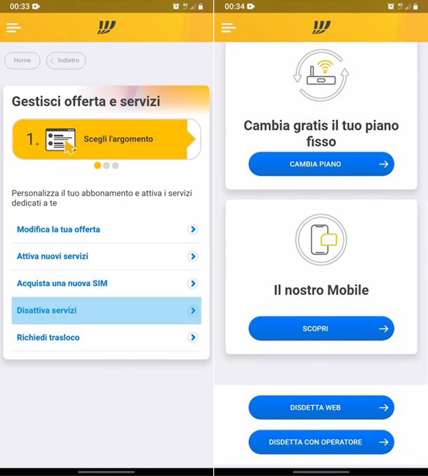 disdire fastweb da app