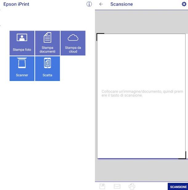 app epson iPrint interfaccia scansione