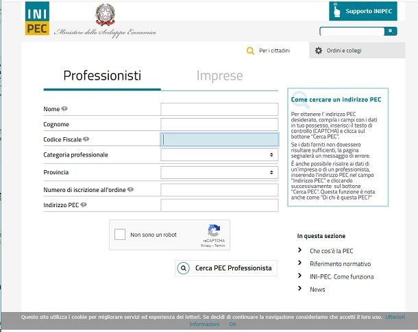 cercare pec professionisti