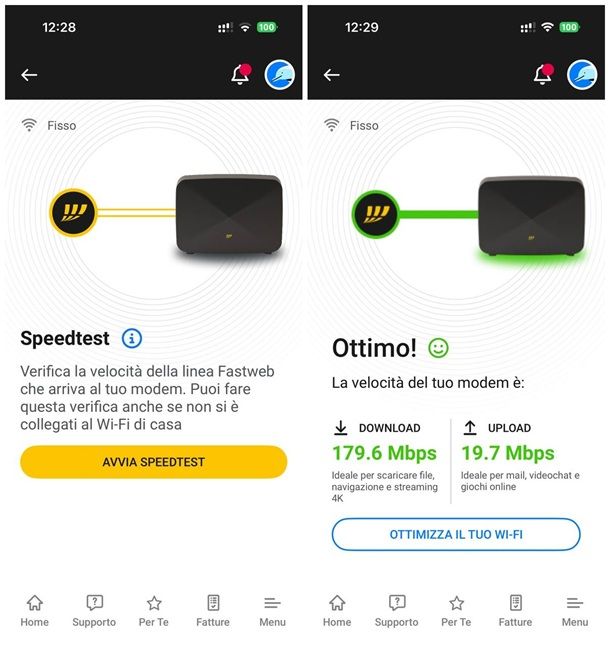 Come verificare velocit&agrave; fibra